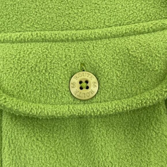 Y2K Route 66 Fleece Sweatshirt Womens L Lime Green Cropped Hoodie 1/2 Zip Retro - Picture 13 of 16